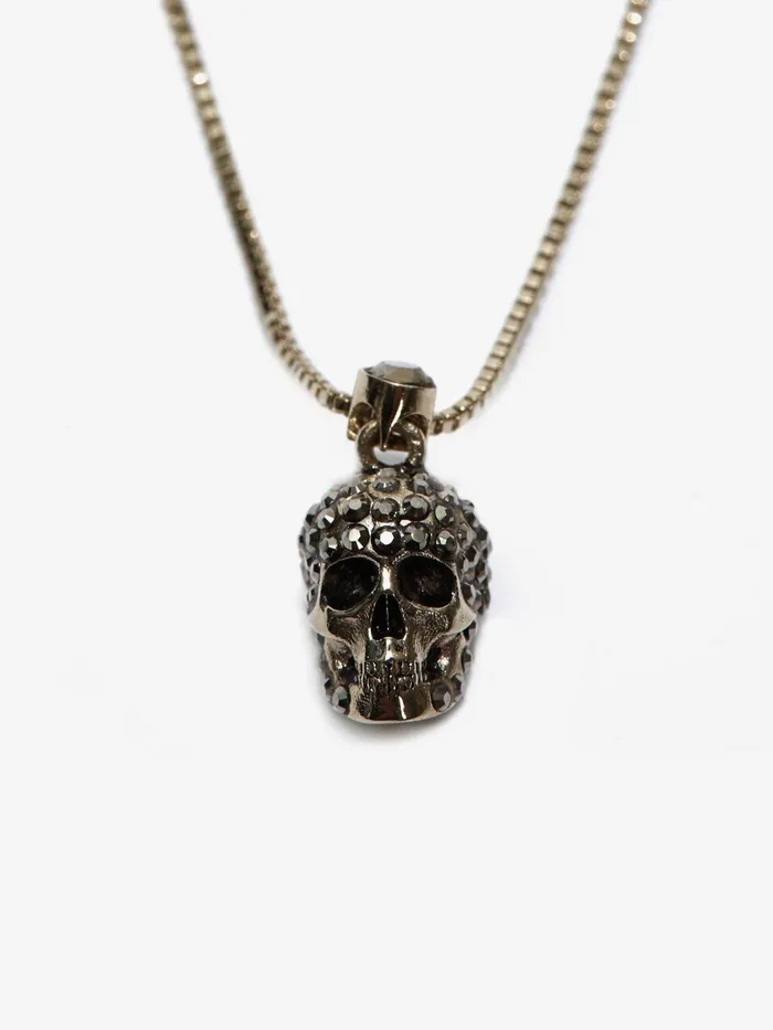 Women Necklaces And Pendants Alexander McQueen Pave Skull Necklace Gold