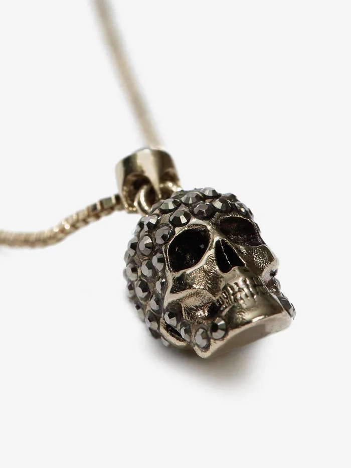 Women Necklaces And Pendants Alexander McQueen Pave Skull Necklace Gold