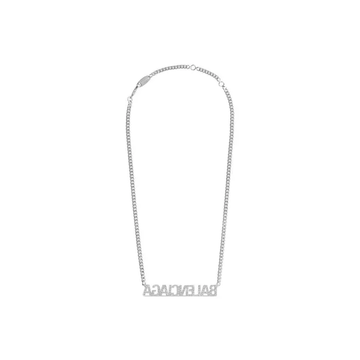 Women Necklaces Balenciaga Typo Mirror Necklace In Silver