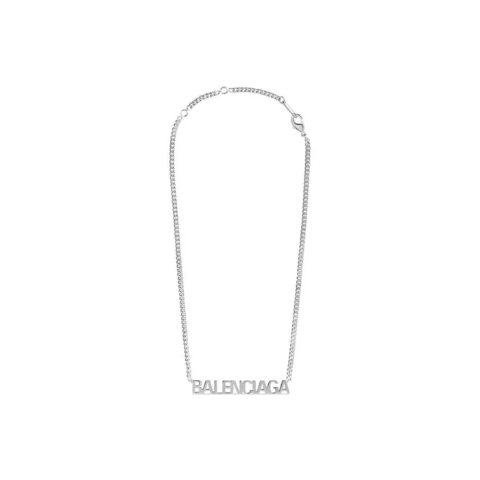 Women Necklaces Balenciaga Typo Mirror Necklace In Silver