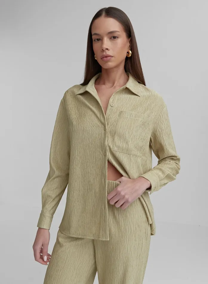 Women Olive Textured Shirt Charlo 4th and Reckless Tops