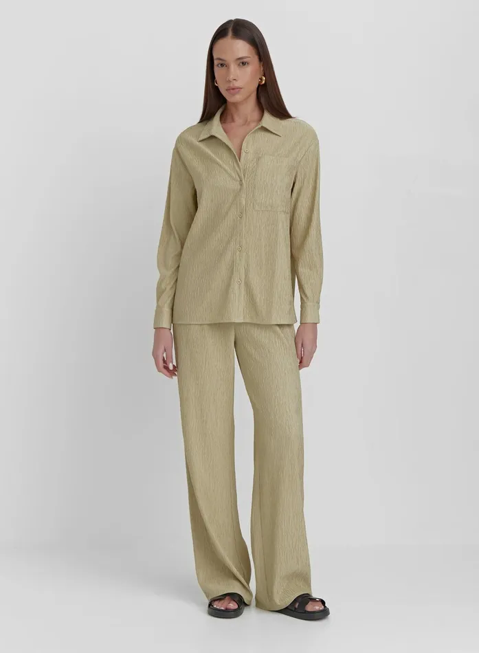 Women Olive Textured Shirt Charlo 4th and Reckless Tops