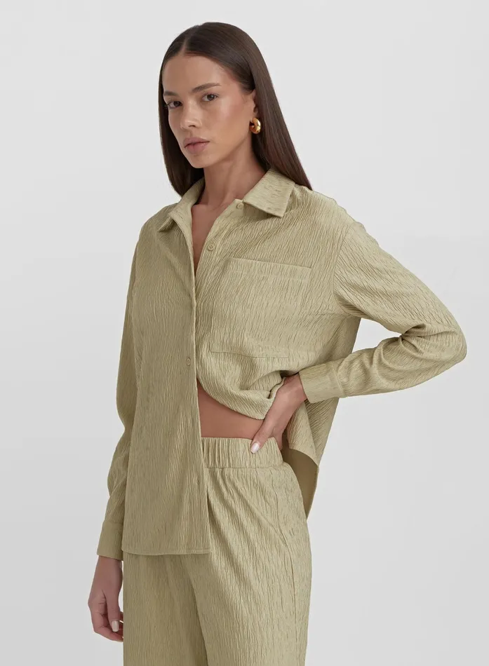 Women Olive Textured Shirt Charlo 4th and Reckless Tops