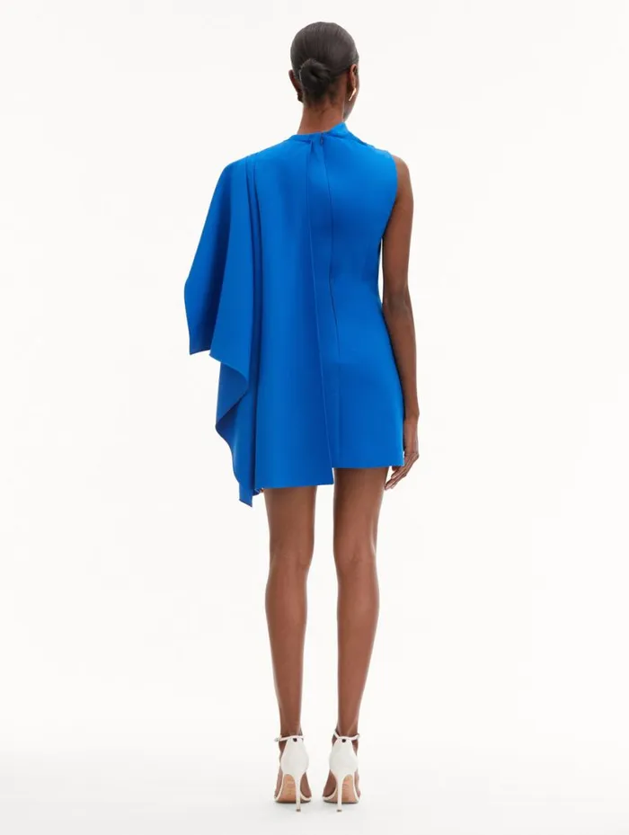 Women One Shoulder Cape Dress Lapis Oscar De La Renta Dresses Women One Shoulder Cape Dress Lapis Oscar De La Renta Dresses