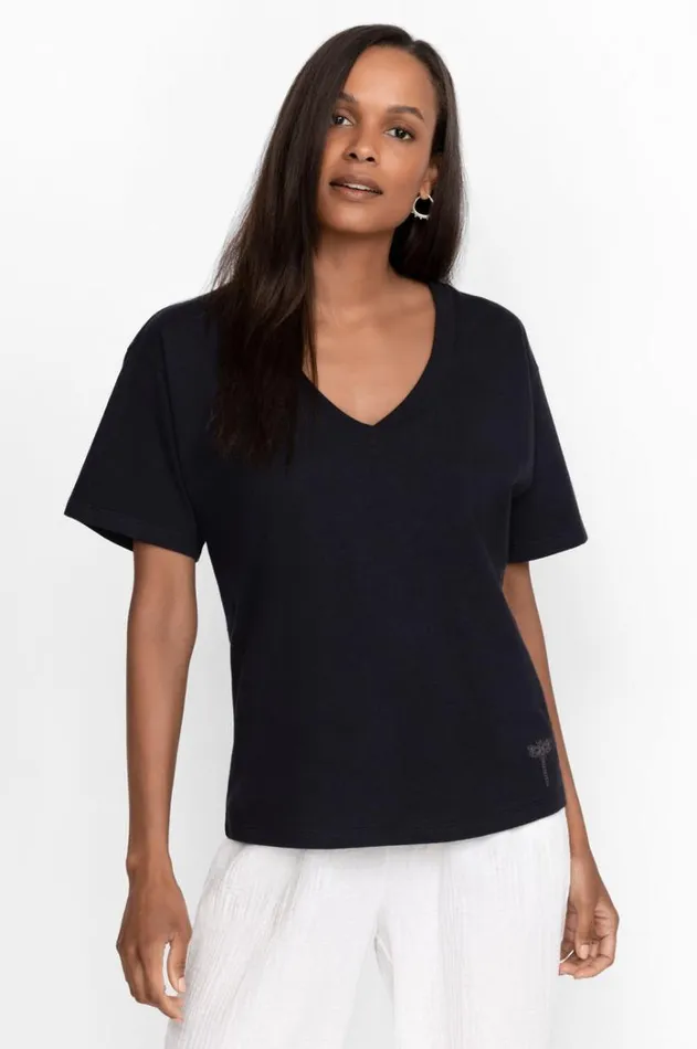Women Organic Cotton Drop Shoulder Tee Black Beauty Johnny Was Tops Women Organic Cotton Drop Shoulder Tee Black Beauty Johnny Was Tops