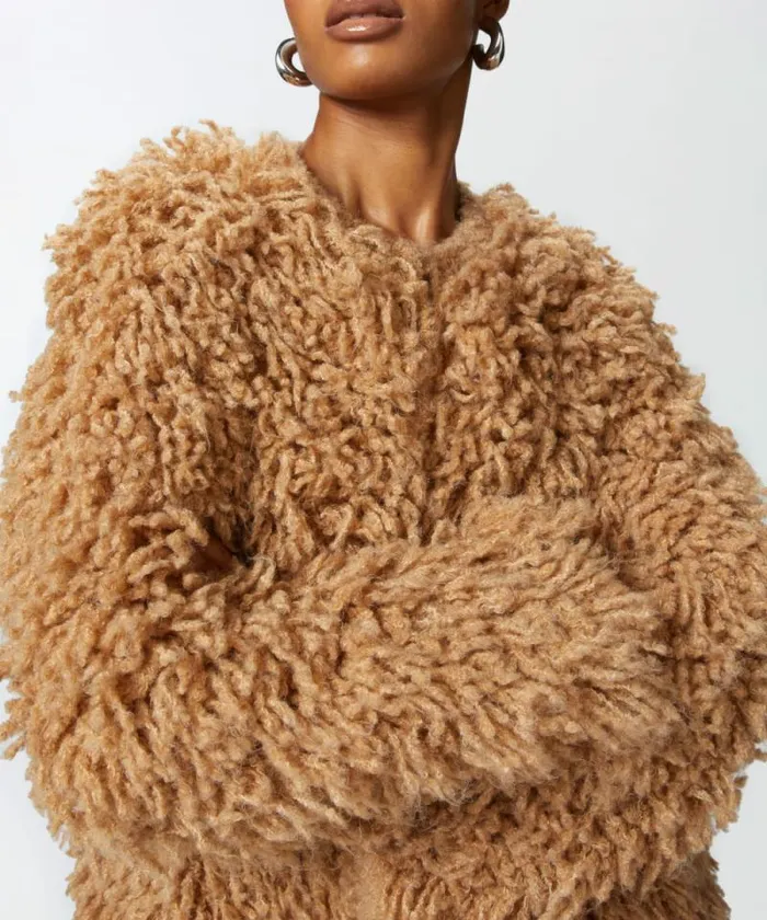 Women Outerwear Pinko Faux Fur Coat Brown 8211 Otter