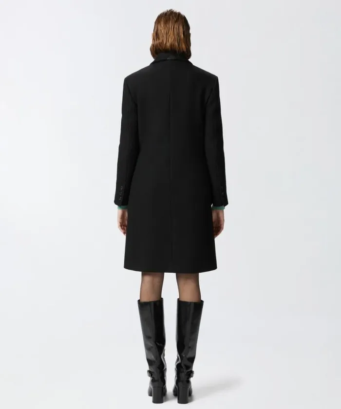 Women Outerwear Pinko Singlebreasted Woolblend Cloth Coat Limo Black Women Outerwear Pinko Singlebreasted Woolblend Cloth Coat Limo Black