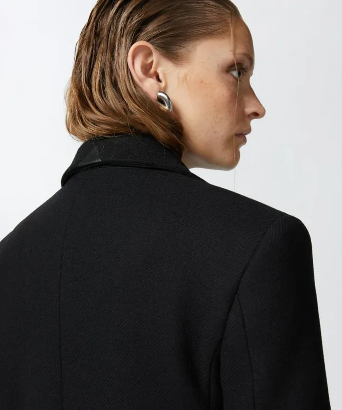 Women Outerwear Pinko Singlebreasted Woolblend Cloth Coat Limo Black Women Outerwear Pinko Singlebreasted Woolblend Cloth Coat Limo Black