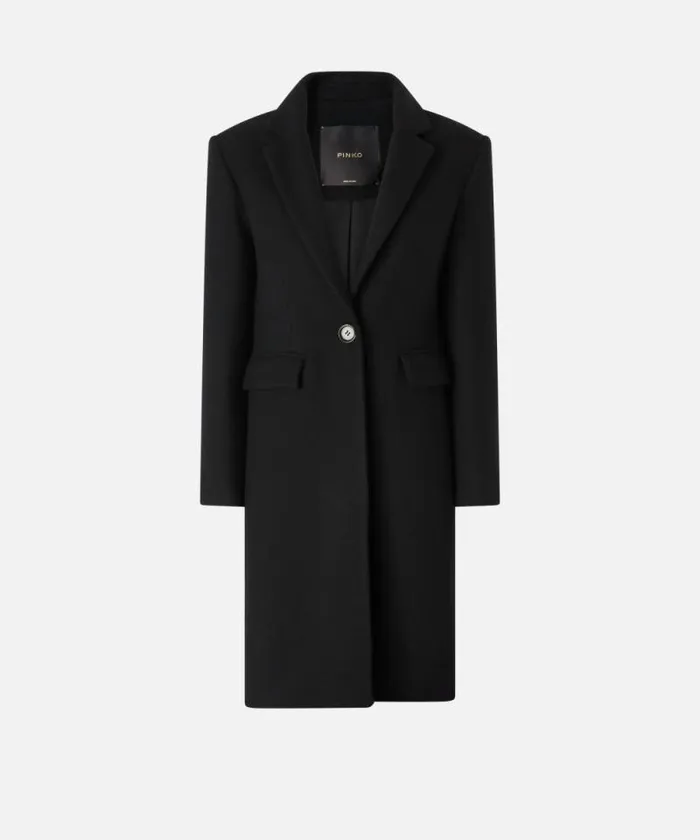 Women Outerwear Pinko Singlebreasted Woolblend Cloth Coat Limo Black Women Outerwear Pinko Singlebreasted Woolblend Cloth Coat Limo Black