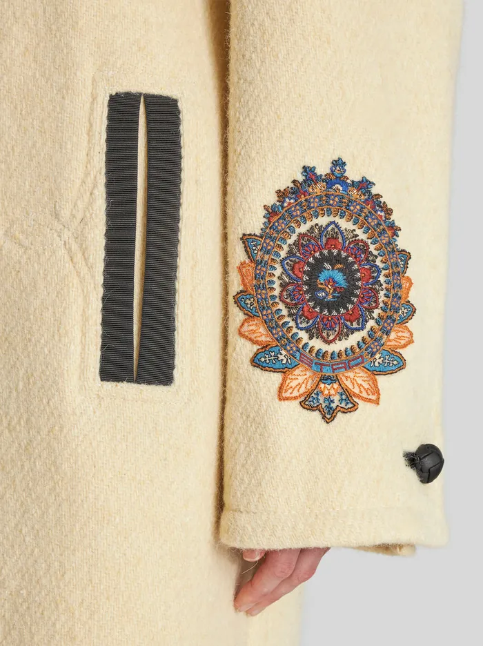 Women Oversize Long Coat With Embroidery Etro Coats And Outerwear