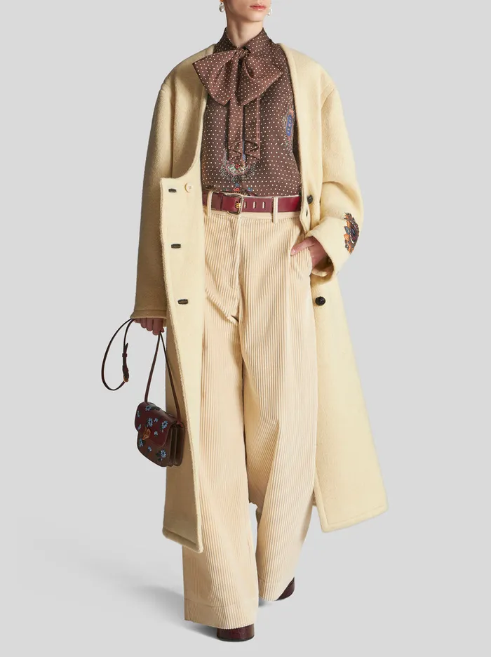 Women Oversize Long Coat With Embroidery Etro Coats And Outerwear