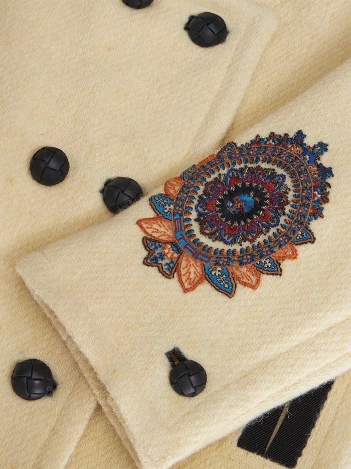 Women Oversize Long Coat With Embroidery Etro Coats And Outerwear