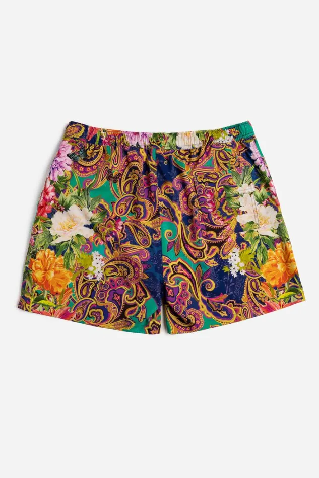 Women PAISLEY HEART MENS SHORT SWIM TRUNK Paisley Heart Johnny Was Swim and Resort