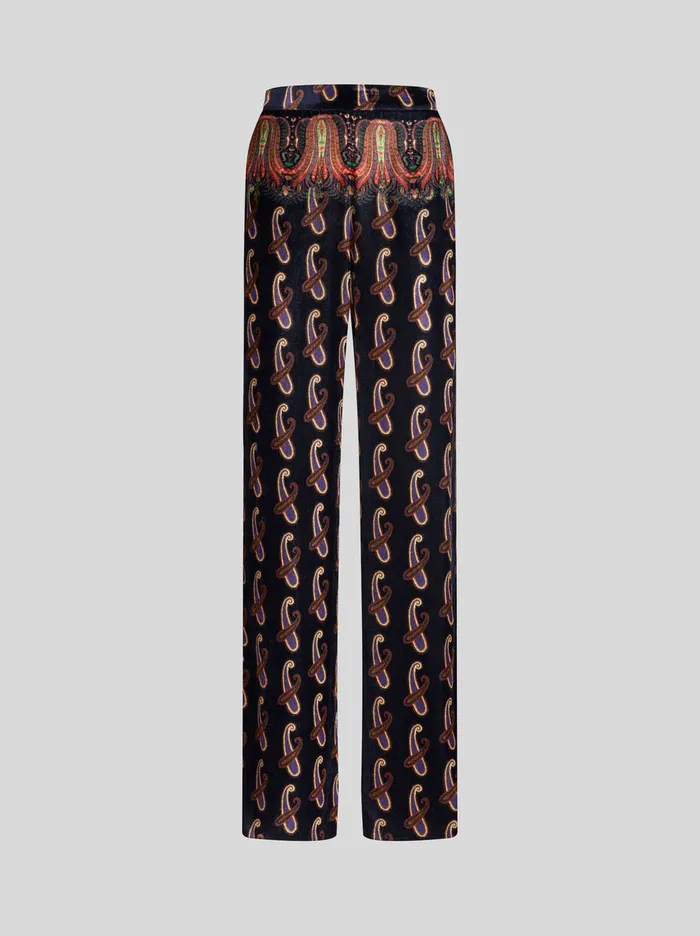 Women Paisley Velvet Palazzo Trousers Etro Trousers