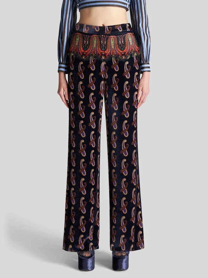 Women Paisley Velvet Palazzo Trousers Etro Trousers