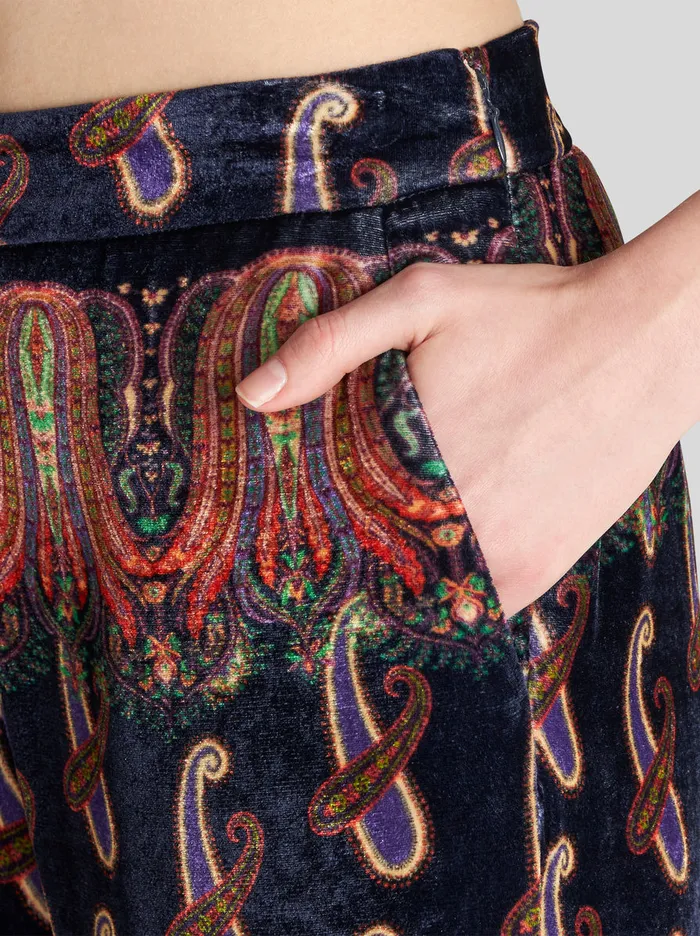 Women Paisley Velvet Palazzo Trousers Etro Trousers