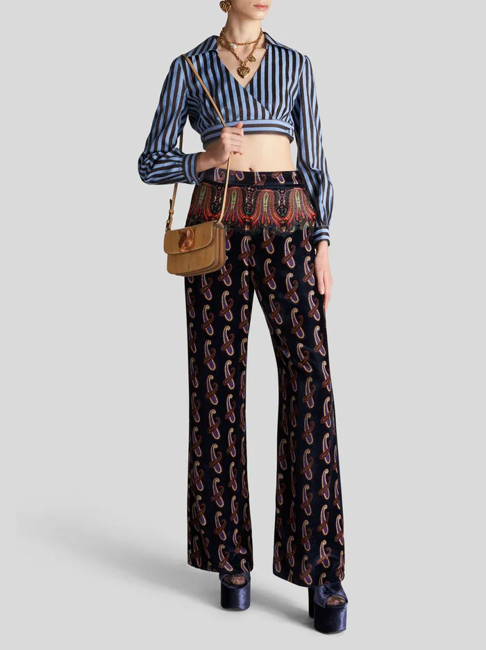 Women Paisley Velvet Palazzo Trousers Etro Trousers