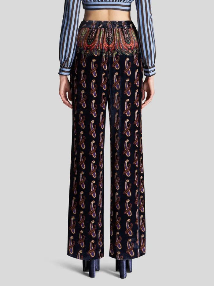 Women Paisley Velvet Palazzo Trousers Etro Trousers