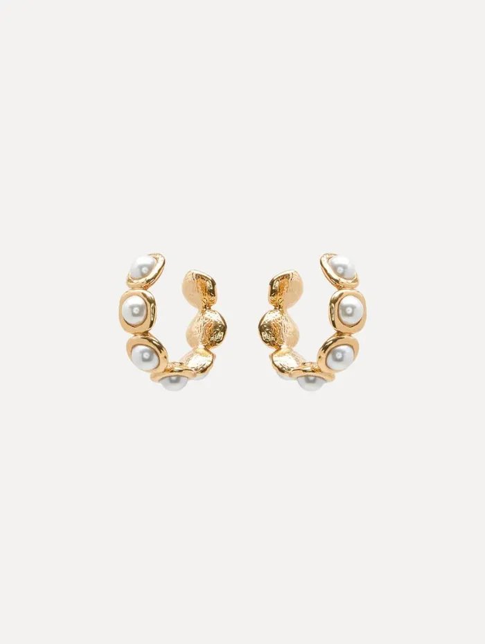 Women Pearl Sphere Hoop ClipOn Earrings Pearl Oscar De La Renta Earrings