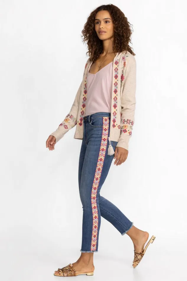 Women PHOEBE CROPPED SKINNY JEAN Medium Aged Indigo Johnny Was Bottoms