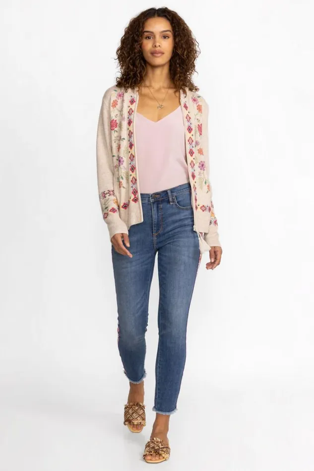 Women PHOEBE CROPPED SKINNY JEAN Medium Aged Indigo Johnny Was Bottoms Women PHOEBE CROPPED SKINNY JEAN Medium Aged Indigo Johnny Was Bottoms