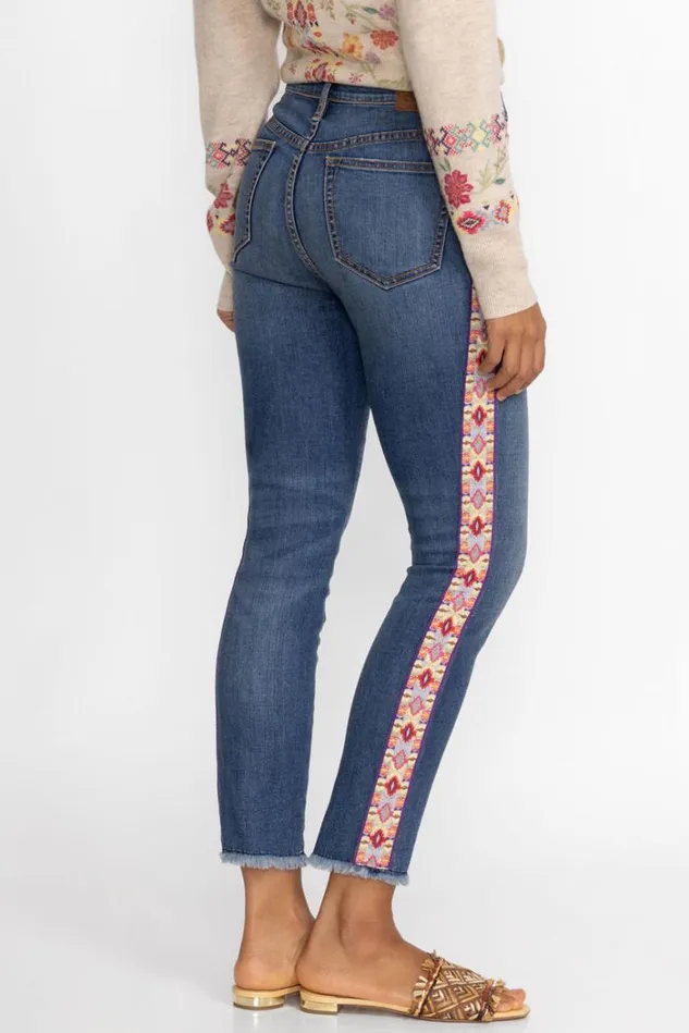 Women PHOEBE CROPPED SKINNY JEAN Medium Aged Indigo Johnny Was Bottoms Women PHOEBE CROPPED SKINNY JEAN Medium Aged Indigo Johnny Was Bottoms