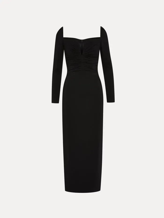 Women Plunging Sweetheart Cocktail Dress Black Oscar De La Renta Dresses