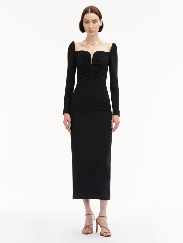 Women Plunging Sweetheart Cocktail Dress Black Oscar De La Renta Dresses Women Plunging Sweetheart Cocktail Dress Black Oscar De La Renta Dresses