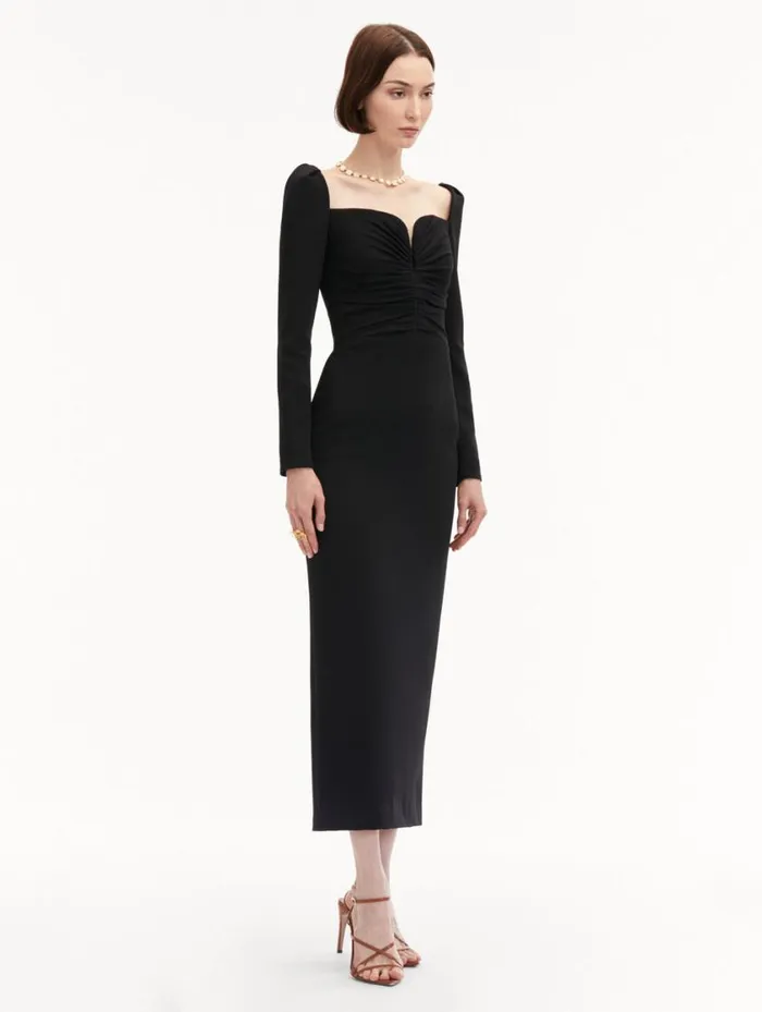 Women Plunging Sweetheart Cocktail Dress Black Oscar De La Renta Dresses Women Plunging Sweetheart Cocktail Dress Black Oscar De La Renta Dresses