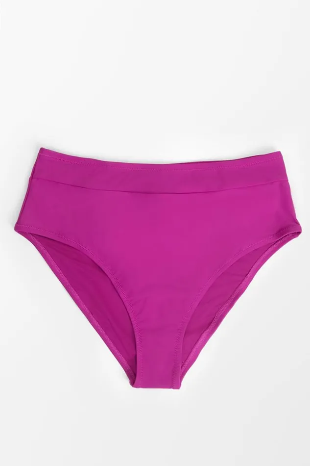 Women Plus Size and Curve Bikinis Cupshe Amira Fuchsia High Waisted Plus Size Bikini Bottom Fuchsia