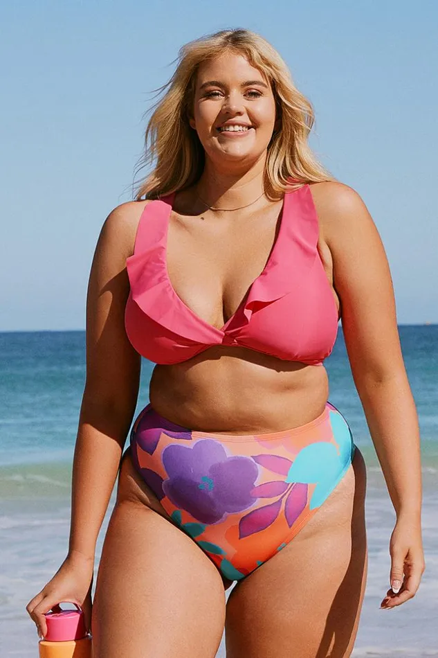 Women Plus Size and Curve Bikinis Cupshe Lush Garden Ruffled Bralette And High Waist Plus Size Bikini Set Multicolor Women Plus Size and Curve Bikinis Cupshe Lush Garden Ruffled Bralette And High Waist Plus Size Bikini Set Multicolor