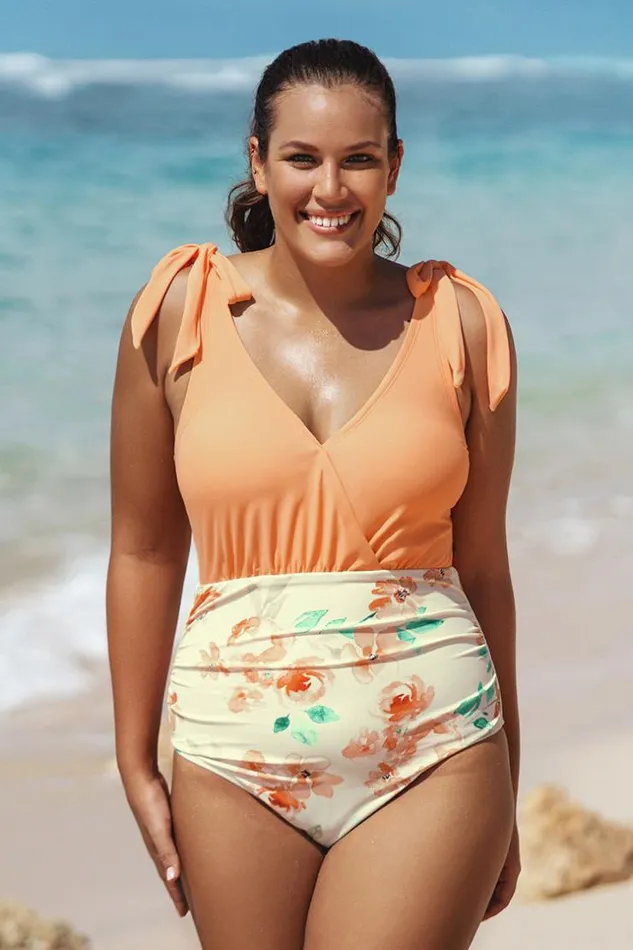 Women Plus Size and Curve Swimsuits Cupshe Relaxing Flowers Faux Bow Plus Size One Piece Swimsuit Multicolor Women Plus Size and Curve Swimsuits Cupshe Relaxing Flowers Faux Bow Plus Size One Piece Swimsuit Multicolor