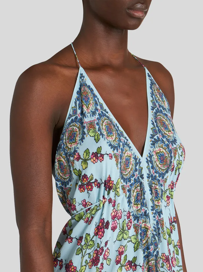 Women Printed Crpe De Chine Beach Dress Etro Dresses