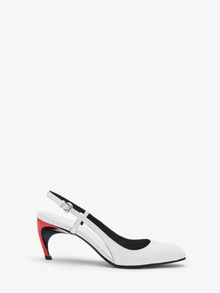 Women Pumps Alexander McQueen Armadillo Slingback Pump Ivoryblacklust Red