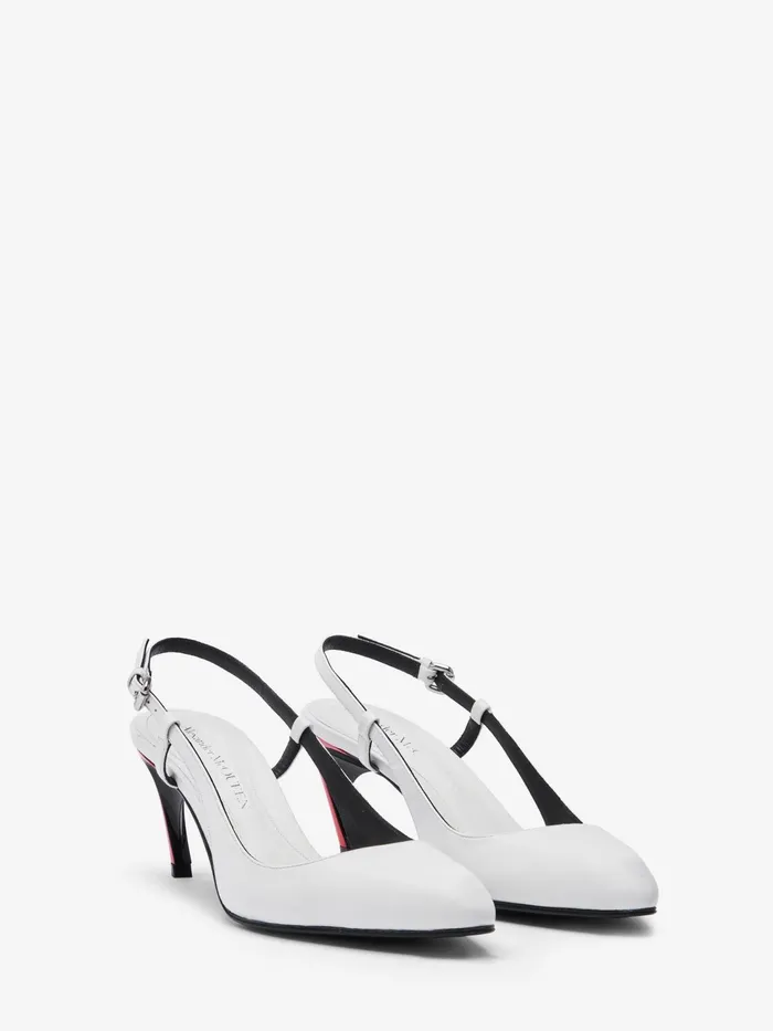 Women Pumps Alexander McQueen Armadillo Slingback Pump Ivoryblacklust Red