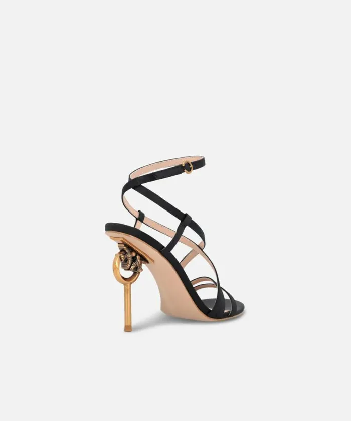 Women Pumps Pinko Love Birds Heeled Satin Sandals Limo Black Women Pumps Pinko Love Birds Heeled Satin Sandals Limo Black