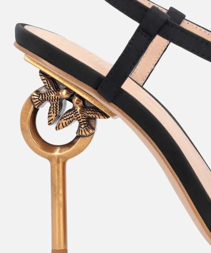 Women Pumps Pinko Love Birds Heeled Satin Sandals Limo Black Women Pumps Pinko Love Birds Heeled Satin Sandals Limo Black