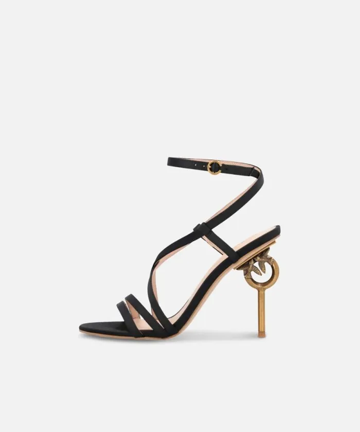 Women Pumps Pinko Love Birds Heeled Satin Sandals Limo Black Women Pumps Pinko Love Birds Heeled Satin Sandals Limo Black