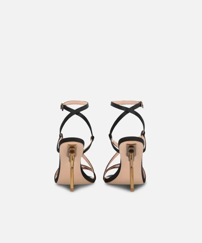 Women Pumps Pinko Love Birds Heeled Satin Sandals Limo Black Women Pumps Pinko Love Birds Heeled Satin Sandals Limo Black