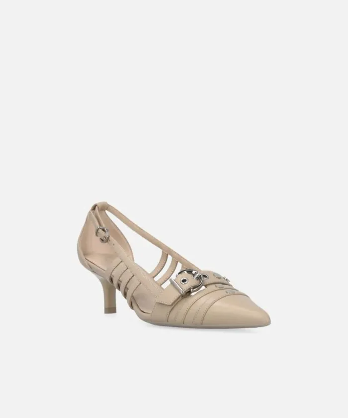 Women Pumps Pinko Pointed Nappa Leather Slingback Pumps Rope Beige