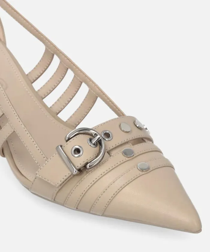 Women Pumps Pinko Pointed Nappa Leather Slingback Pumps Rope Beige