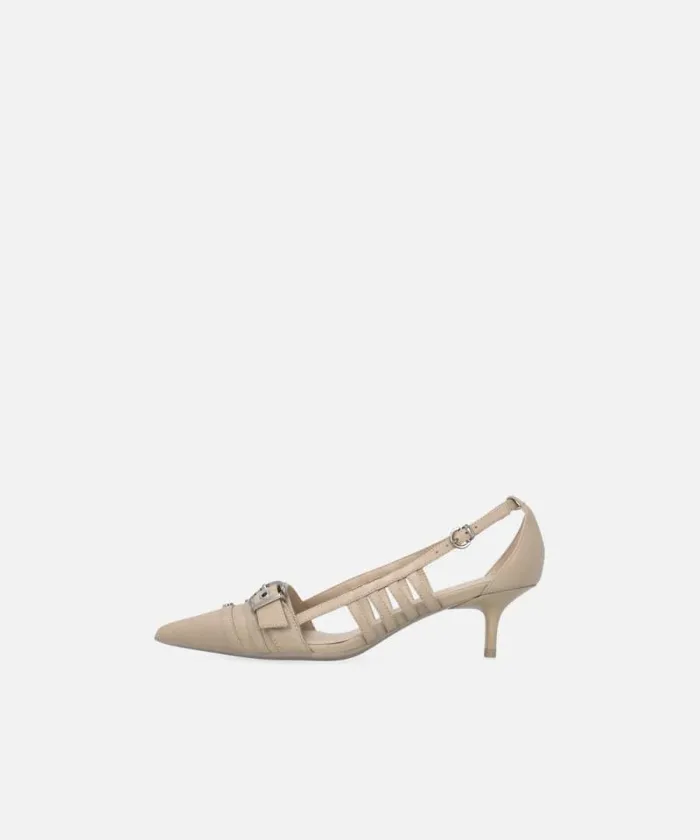 Women Pumps Pinko Pointed Nappa Leather Slingback Pumps Rope Beige