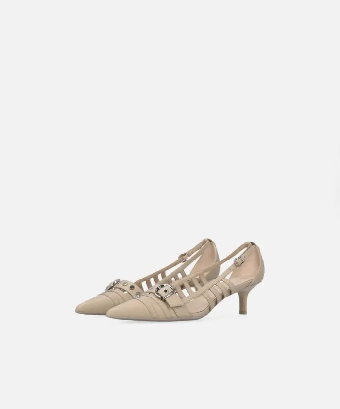 Women Pumps Pinko Pointed Nappa Leather Slingback Pumps Rope Beige