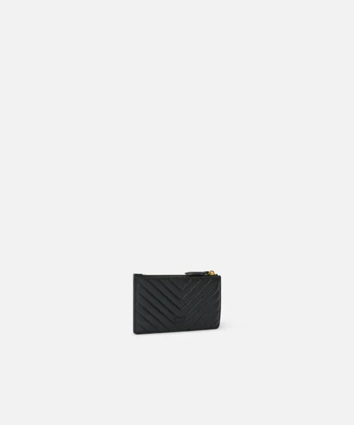 Women Purses Pinko Zipped Chevronpatterned Card Holder Blackantique Gold Women Purses Pinko Zipped Chevronpatterned Card Holder Blackantique Gold