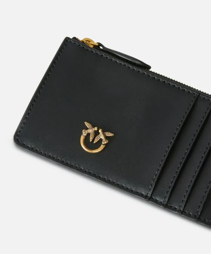 Women Purses Pinko Zipped Chevronpatterned Card Holder Blackantique Gold Women Purses Pinko Zipped Chevronpatterned Card Holder Blackantique Gold
