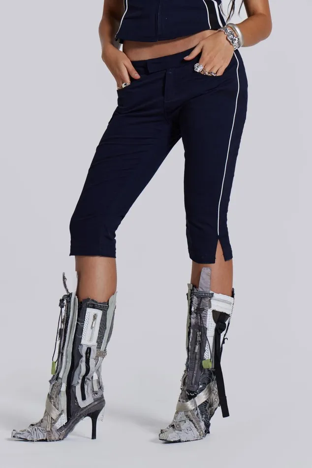 Women Racer Capri Trouser In Navy Jaded London CoOrds