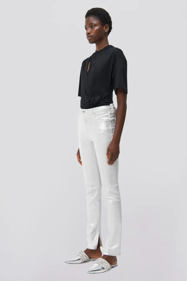 Women Rae Denim Silver Foil Jonathan Simkhai Pants and Bottoms