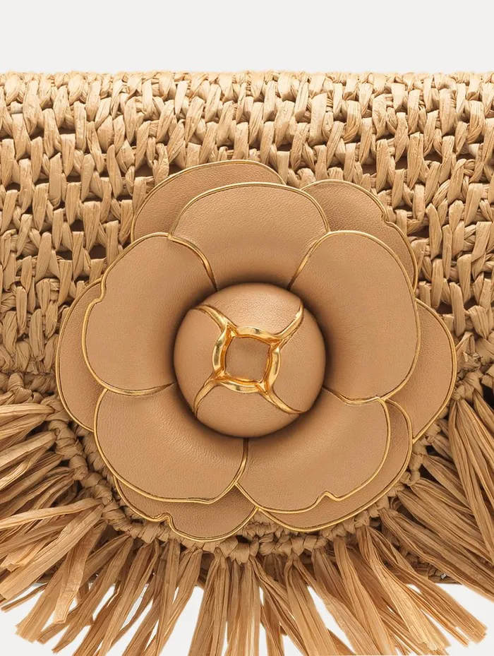 Women Raffia Fringe TRO Bag Natural Oscar De La Renta Handbags Women Raffia Fringe TRO Bag Natural Oscar De La Renta Handbags