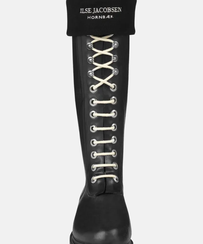 Women Rainboots Accessories Ilse Jacobsen Fleece Socks For RUB1 Long Rainboots 8211 Black Creme