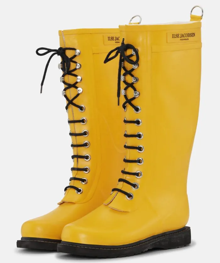 Women Rainboots Long Ilse Jacobsen Long Rubber Boots 8211 Cyber Yellow